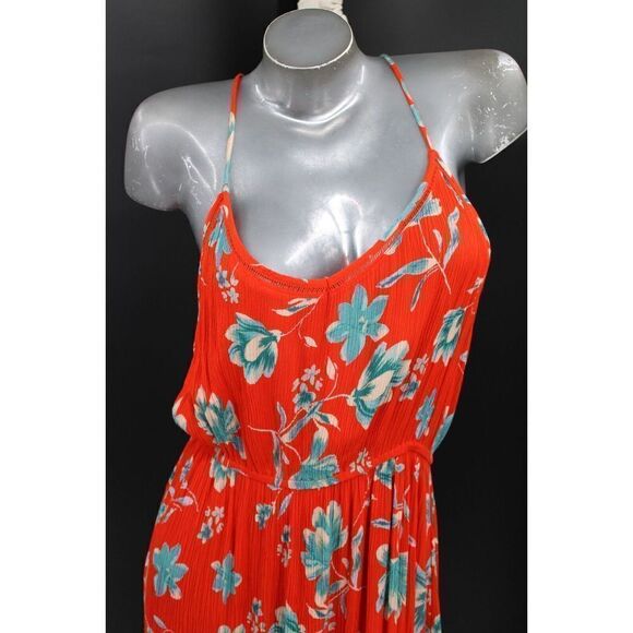 PATRONS OF PEACE RED & BLUE FLORAL MAXI SUN DRESS SIZE LARGE RAYON - Picture 2 of 10